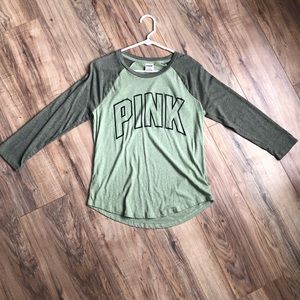 PINK Green 3/4 Sleeve Top